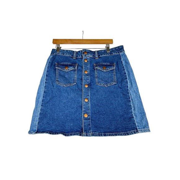 Madewell Two Panel Button Front Skirt size 31‎ Denim Blue - Picture 1 of 7